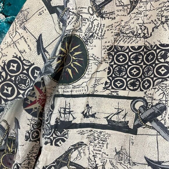 Vintage Van Heusen 417 Over Easy Nautical Theme Long Sleeve Button Down Shirt M - Picture 5 of 10